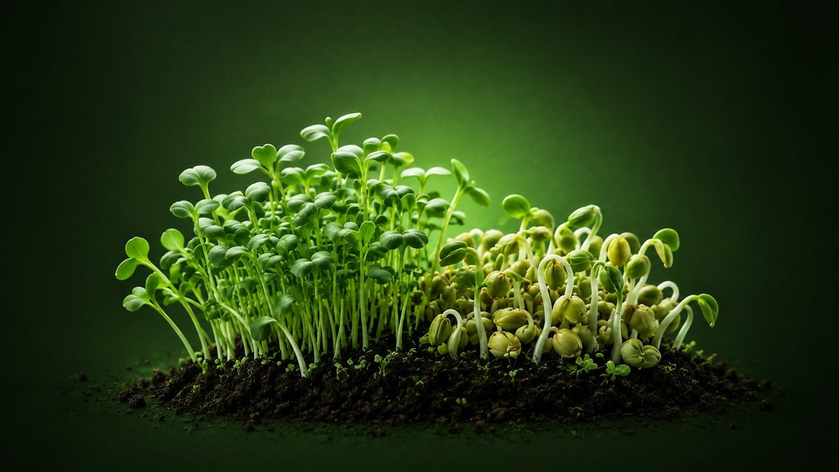 Fresh microgreens arranged on a plate