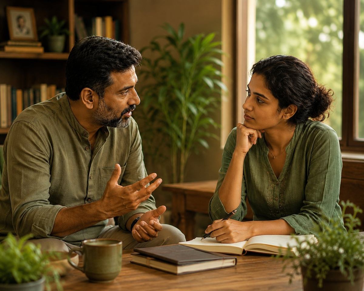 A one-on-one health coaching conversation