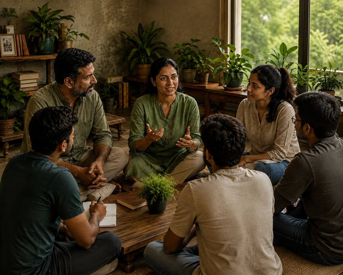 A hands-on wellness workshop in progress